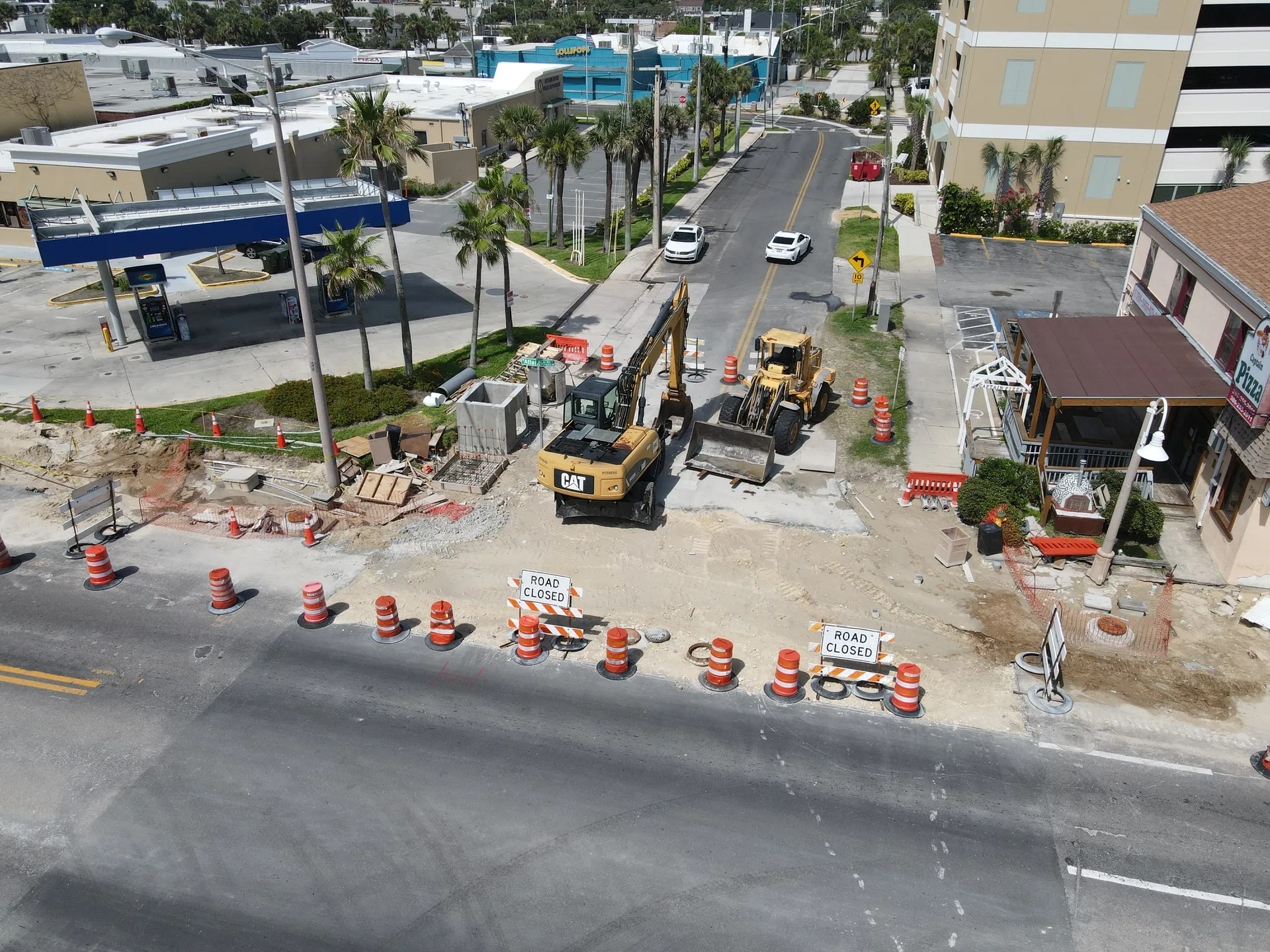 Paving operations beside the Atlantic coastline