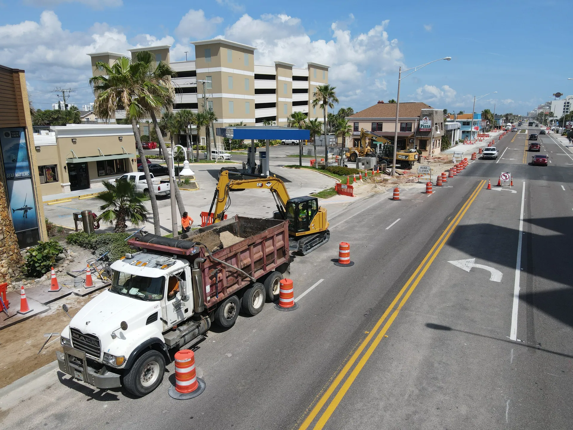 Roadway construction in progress