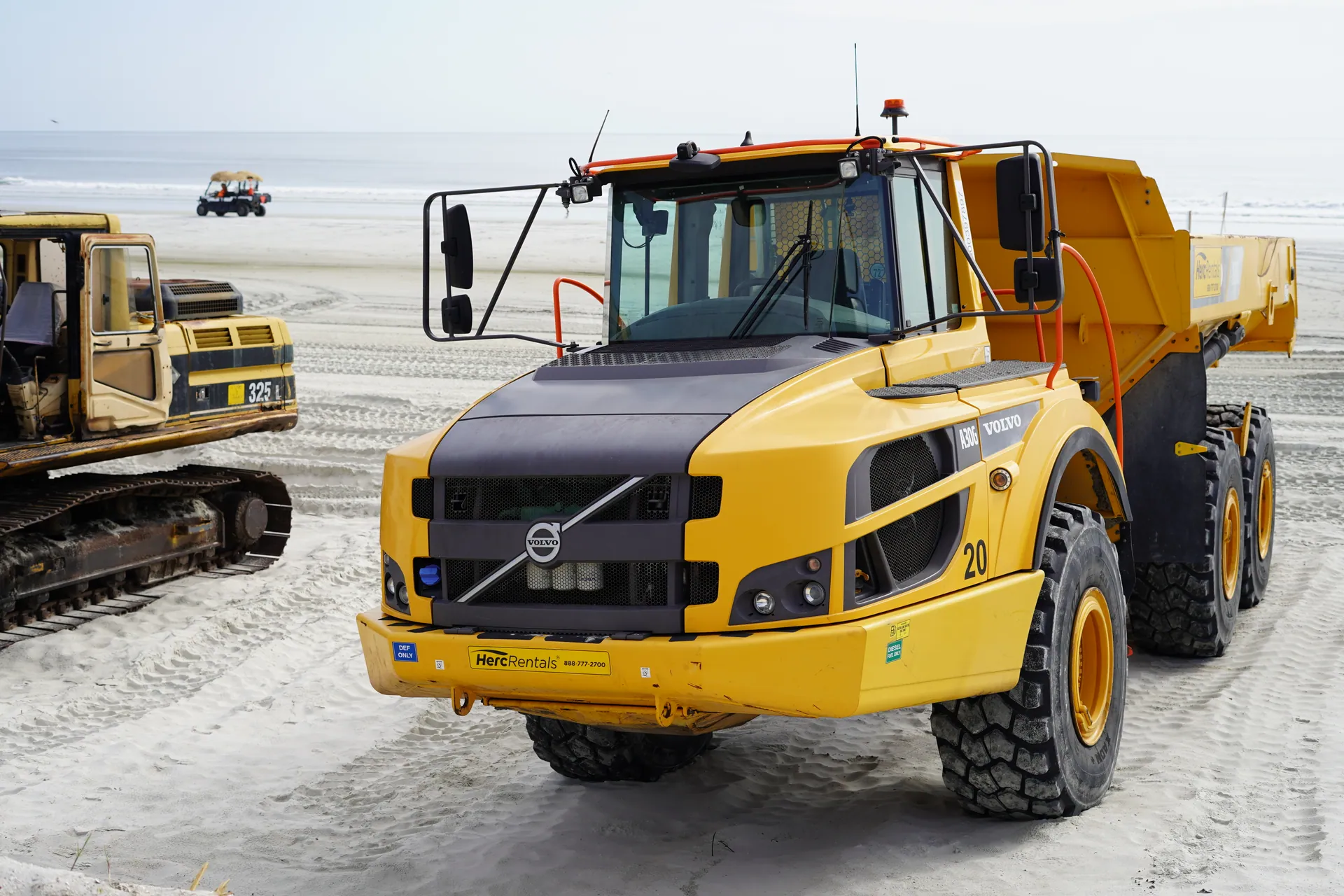 Ponce Inlet restoration equipment on the beach